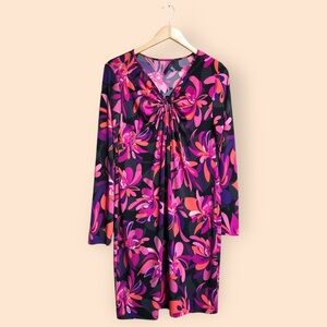 Trina Turk Electric Cutout Jersey Multicolor Mod Floral Dress Designer Women’s S